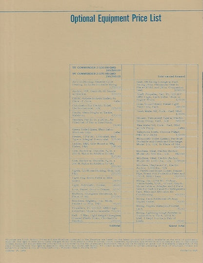 Chris Craft Commander 55 Specification Brochure