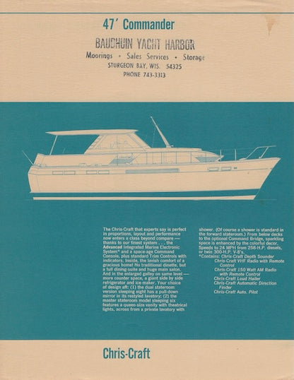 Chris Craft Commander 47 Specification Brochure