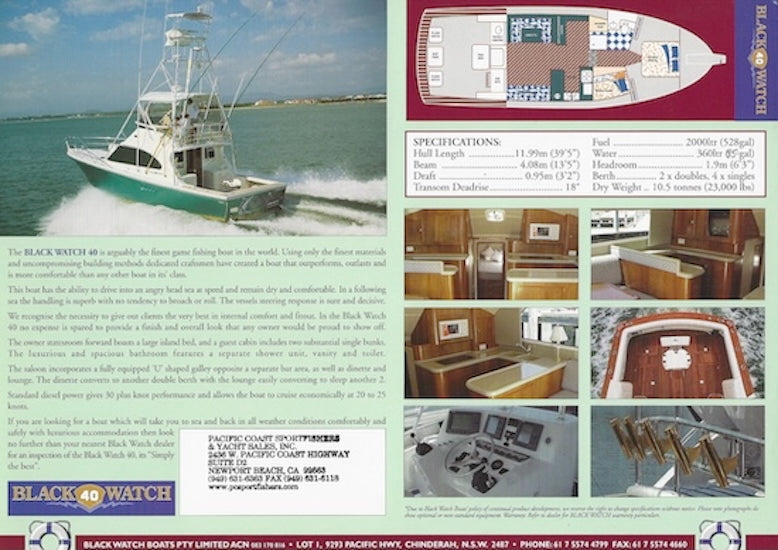 Black Watch 40 Specification Brochure (Australia)