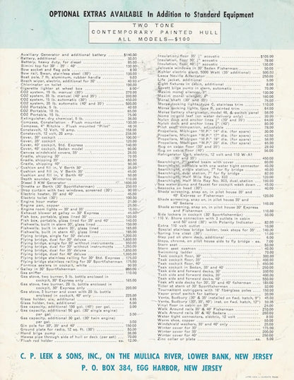 Pacemaker 1961 Price List Brochure