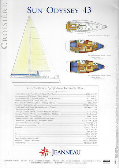 Jeanneau Sun Odyssey 43 Brochure