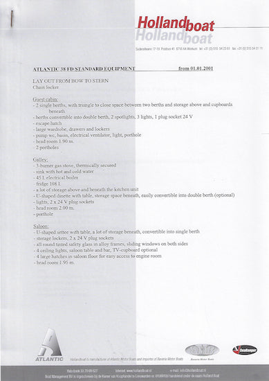 Holland Boat Atlantic 38 Brochure