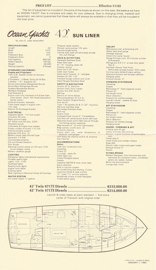 Ocean 42 Sunliner Specification Brochure