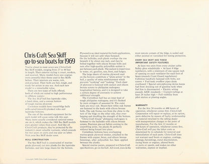 Chris Craft 1969 Sea Skiff Folder Brochure