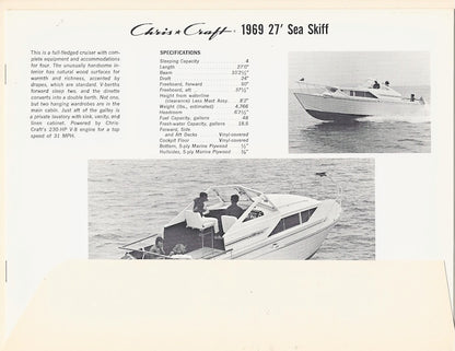 Chris Craft 1969 Sea Skiff Folder Brochure