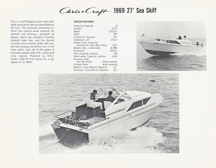 Chris Craft 1969 Sea Skiff Folder Brochure
