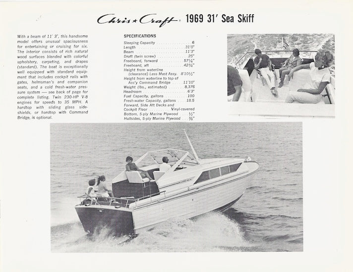 Chris Craft 1969 Sea Skiff Folder Brochure