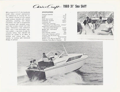 Chris Craft 1969 Sea Skiff Folder Brochure