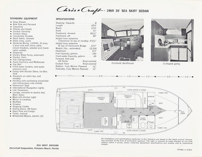 Chris Craft 1969 Sea Skiff Folder Brochure