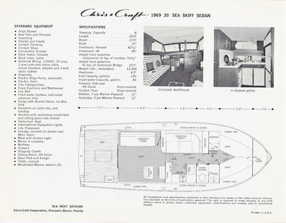 Chris Craft 1969 Sea Skiff Folder Brochure