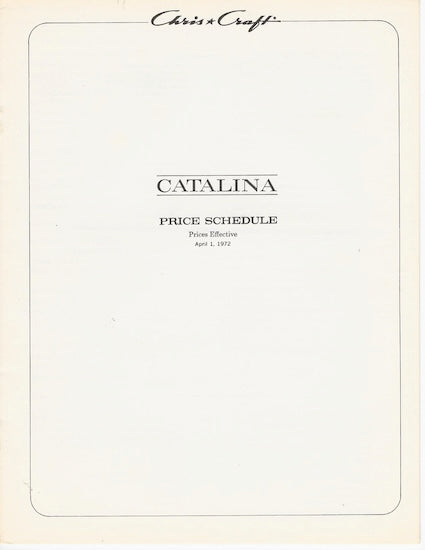 Chris Craft 1972 Catalina Specification and Price Brochure