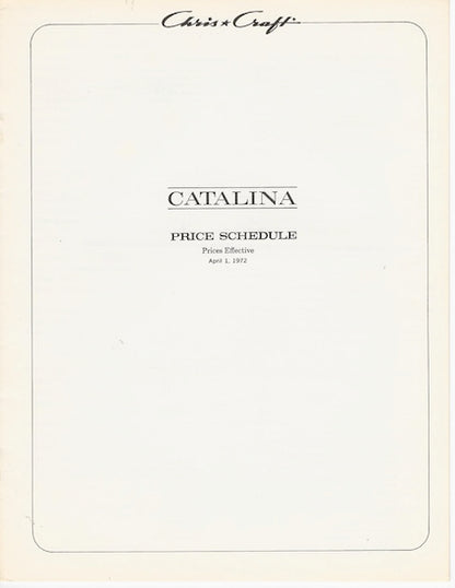 Chris Craft 1972 Catalina Specification and Price Brochure