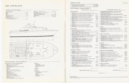 Chris Craft 1972 Catalina Specification and Price Brochure