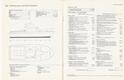 Chris Craft 1972 Catalina Specification and Price Brochure