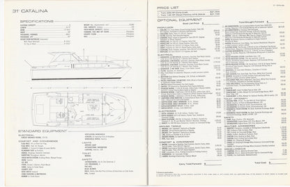 Chris Craft 1972 Catalina Specification and Price Brochure