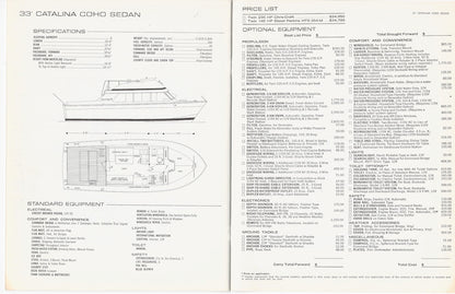 Chris Craft 1972 Catalina Specification and Price Brochure