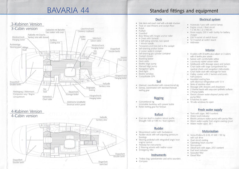 Bavaria 44 Specification Brochure