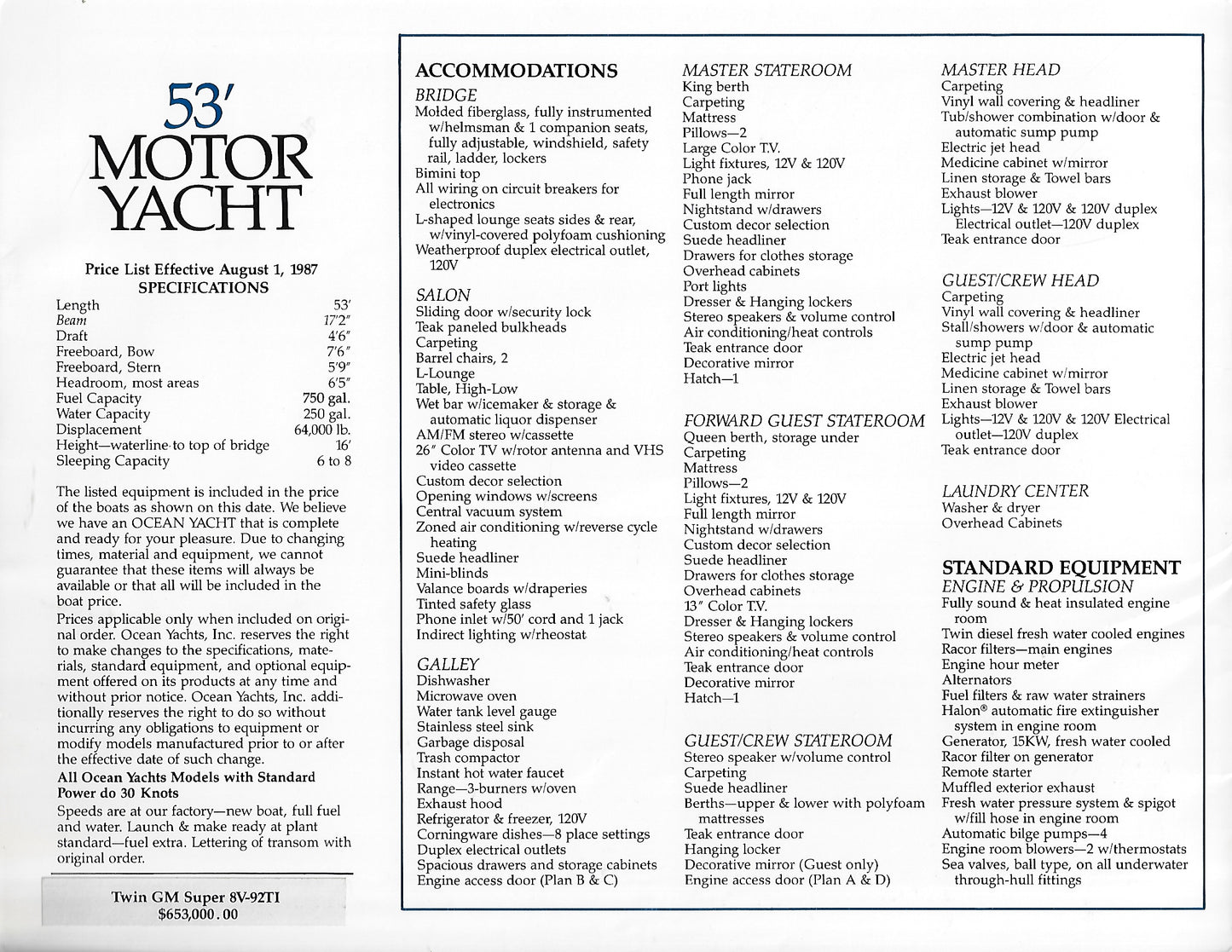 Ocean 53 Motor Yacht Brochure