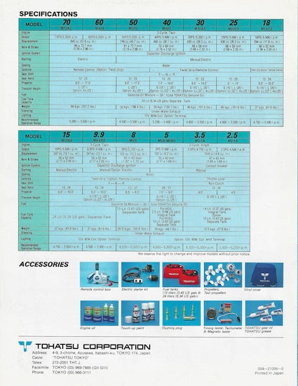 Tohatsu 1980s Outboard Brochure