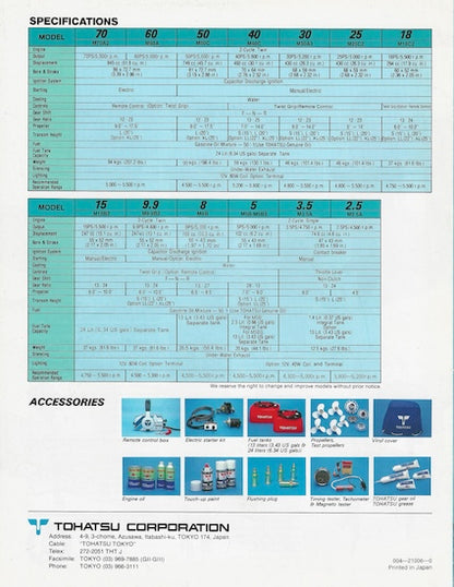 Tohatsu 1980s Outboard Brochure