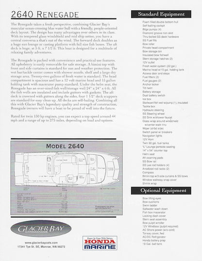 Glacier Bay 2640 Renegade Brochure