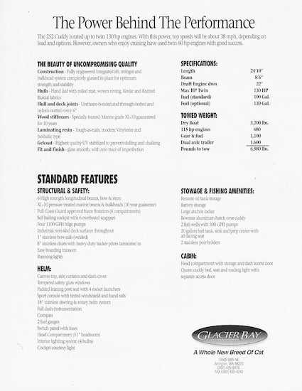 Glacier Bay 252 Cuddy Brochure