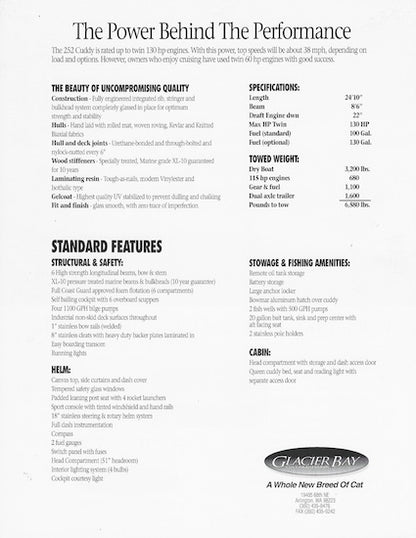 Glacier Bay 252 Cuddy Brochure