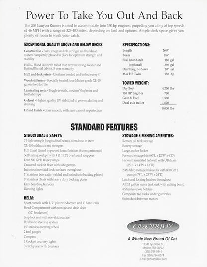 Glacier Bay 260 Canyon Runner Brochure