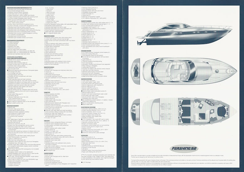 Pershing 52 USA Specification Brochure