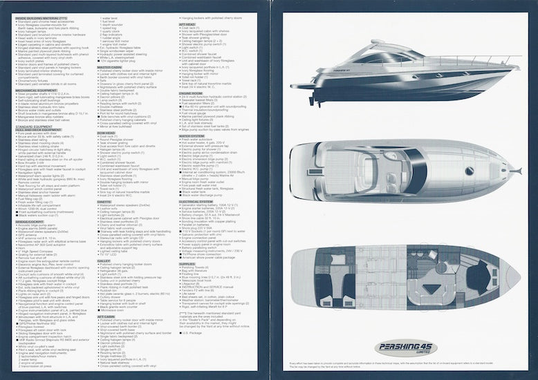 Pershing 45 Limited USA Specification Brochure