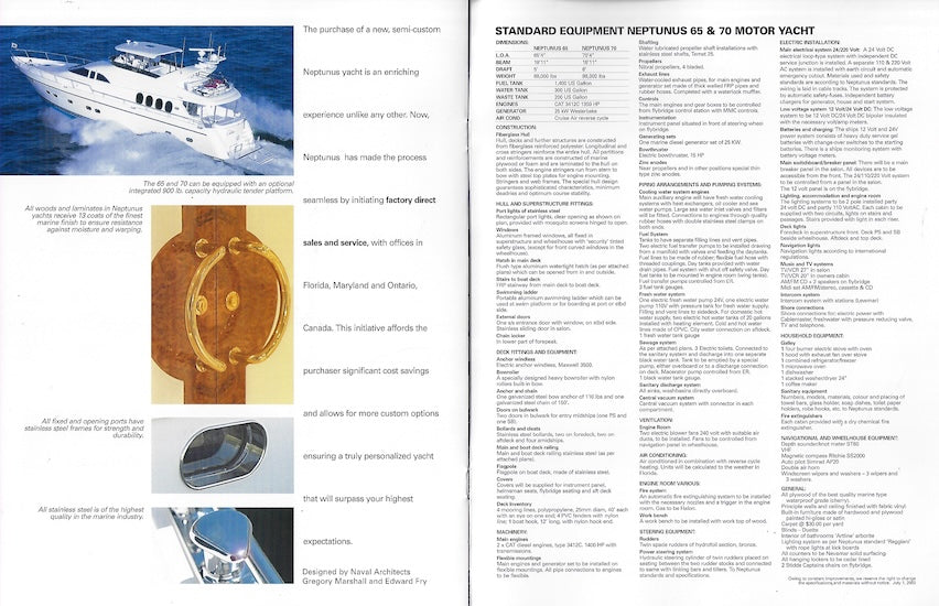 Neptunus 65 & 70 Flybridge Motor Yacht Brochure
