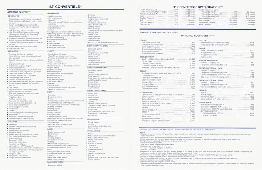 Viking 52 Convertible Specification Brochure