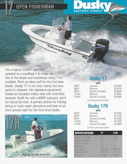 Dusky 17 Open Fisherman Specification Brochure