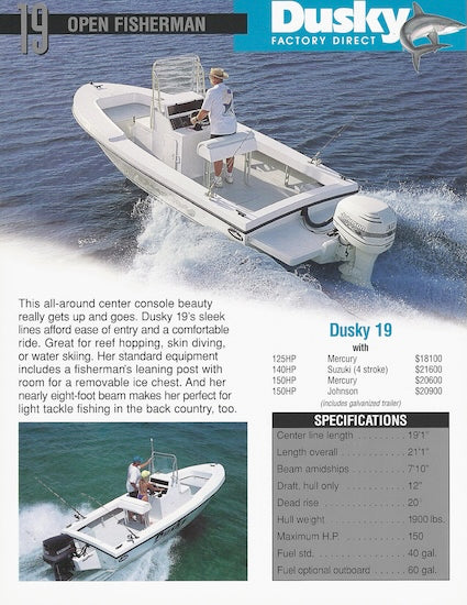 Dusky 19 Open Fisherman Specification Brochure
