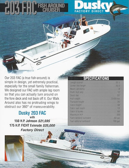Dusky 203 Fish Around Cruiser Specification Brochure