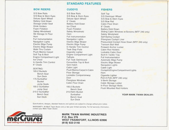 Mark Twain 1987 Brochure