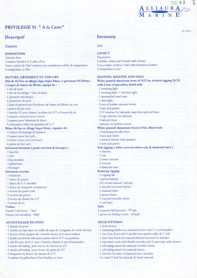 Privilege 51 A la Carte Specification Brochure