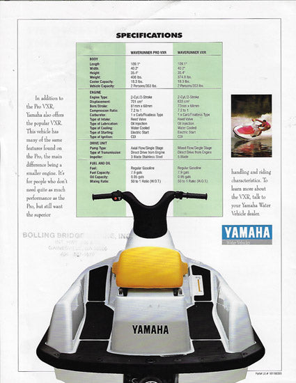 Yamaha Waverunner Pro VXR Brochure