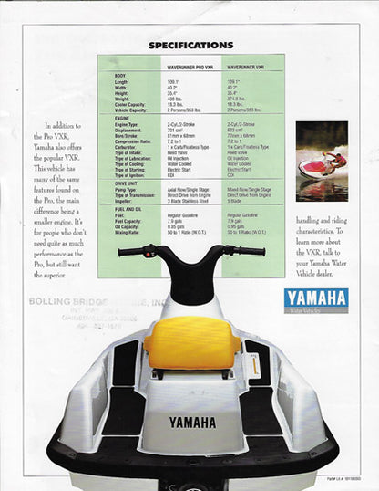Yamaha Waverunner Pro VXR Brochure