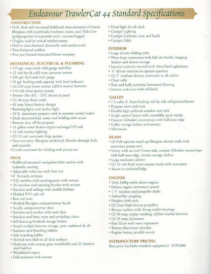 Endeavour TrawlerCat 44 Brochure