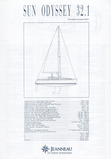 Jeanneau Sun Odyssey 32.1 Specification Brochure