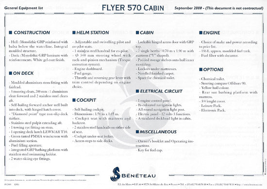 Beneteau Flyer 570 Series Brochure