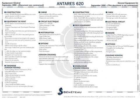 Beneteau Antares 620 Specification Brochure