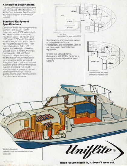 Uniflite 38 Convertible Brochure – SailInfo I boatbrochure.com