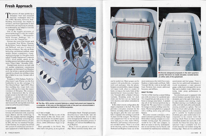 Triumph 190 Trailer Boats Magazine Reprint Brochure