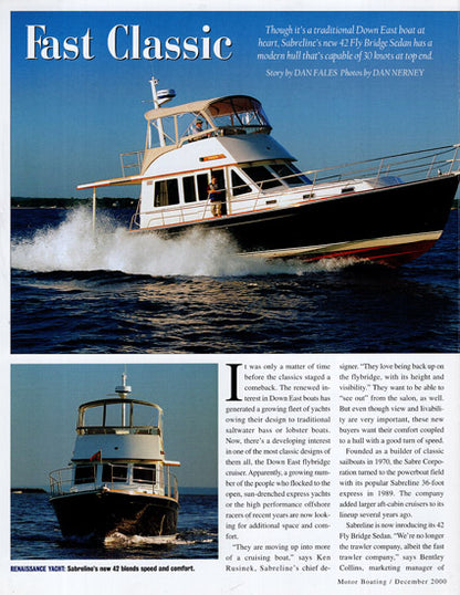 Sabreline 42 Sedan Motorboating Magazine Reprint Brochure