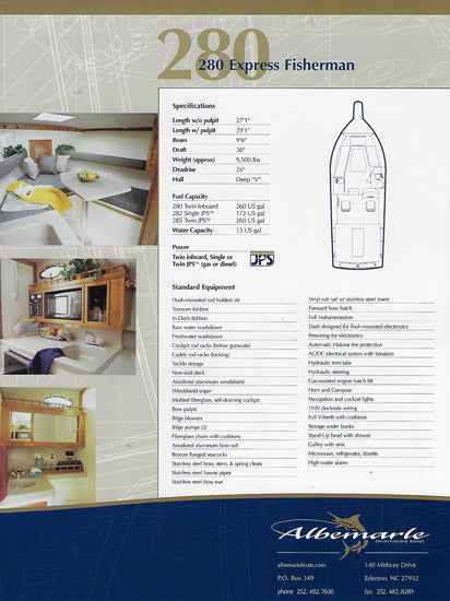 Albemarle 280 Express Fisherman Sport Fishing Magazine Reprint Brochure