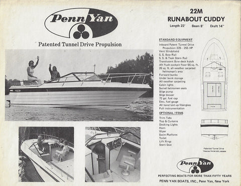 Penn Yan 22M Runabout Cuddy Specification Sheet