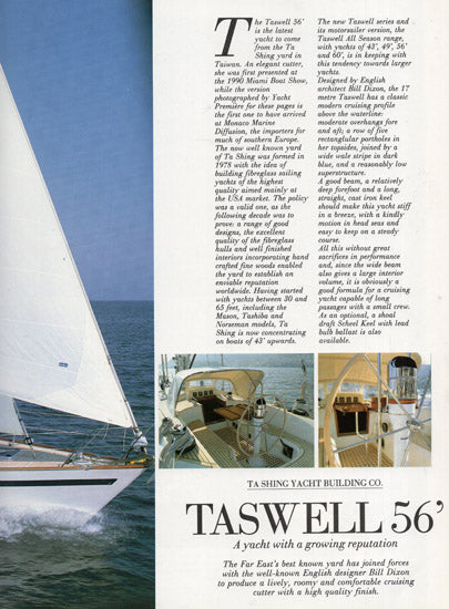 Taswell 56 Yacht Premier Magazine Reprint Brochure