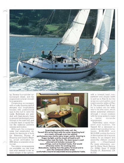 Taswell 43 Yachting Magazine Reprint Brochure